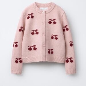 Cherry knit cardigan. Pink pastel. Size XS/S. Zara. New